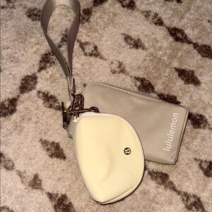 lululemon athletica Cream and Gray Clutch Set
